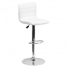 Flash Furniture CH-92023-1-WH-GG Contemporary White Vinyl Adjustable Height Bar Stool