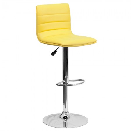 Flash Furniture CH-92023-1-YEL-GG Contemporary Yellow Vinyl Adjustable Height Bar Stool