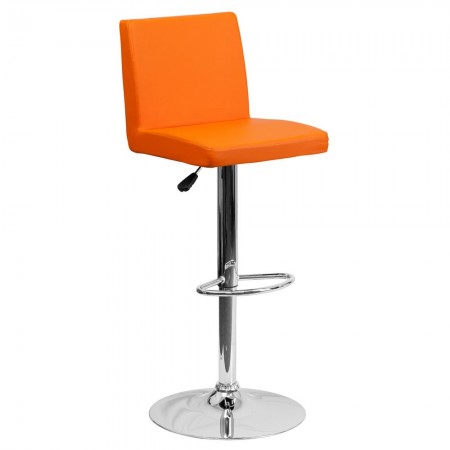Flash Furniture CH-92066-ORG-GG Contemporary Orange Vinyl Adjustable Height Bar Stool