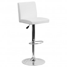 Flash Furniture CH-92066-WH-GG Contemporary White Vinyl Adjustable Height Bar Stool