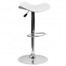 Flash Furniture CH-TC3-1002-WH-GG Contemporary White Vinyl Adjustable Height Bar Stool