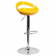 Flash Furniture CH-TC3-1062-YEL-GG Contemporary Yellow Plastic Adjustable Height Bar Stool