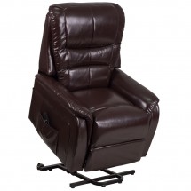 Flash Furniture CH-US-153062L-BRN-LEA-GG HERCULES Series Brown Leather Remote Powered Lift Recliner