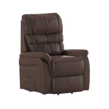 Flash Furniture CH-US-153062L-CGN-LEA-GG Hercules Series Cognac LeatherSoft Remote Powered Lift Recliner for Elderly