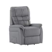 Flash Furniture CH-US-153062L-GY-LEA-GG Hercules Series Gray LeatherSoft Remote Powered Lift Recliner for Elderly