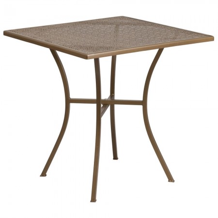 Flash Furniture CO-5-GD-GG 28" Square Gold Indoor-Outdoor Steel Patio Table