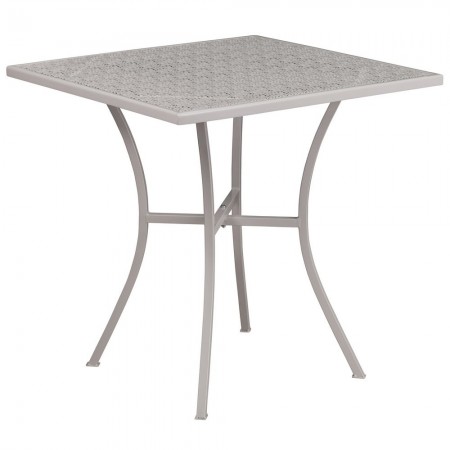 Flash Furniture CO-5-SIL-GG 28" Square Silver Indoor-Outdoor Steel Patio Table