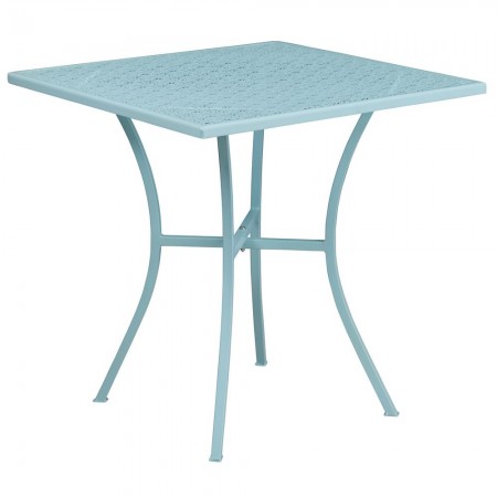 Flash Furniture CO-5-SKY-GG 28" Square Sky Blue Indoor-Outdoor Steel Patio Table
