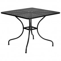 Flash Furniture CO-6-BK-GG 35.5&quot; Square Black Indoor-Outdoor Steel Patio Table