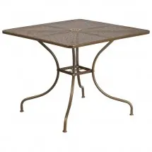 Flash Furniture CO-6-GD-GG 35.5&quot; Square Gold Indoor-Outdoor Steel Patio Table