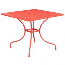 Flash Furniture CO-6-RED-GG 35.5&quot; Square Coral Indoor-Outdoor Steel Patio Table