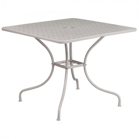 Flash Furniture CO-6-SIL-GG 35.5" Square Silver Indoor-Outdoor Steel Patio Table