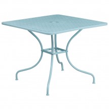Flash Furniture CO-6-SKY-GG 35.5&quot; Square Sky Blue Indoor-Outdoor Steel Patio Table
