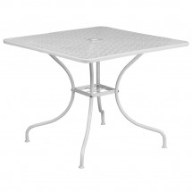 Flash Furniture CO-6-WH-GG 35.5&quot; Square White Indoor-Outdoor Steel Patio Table