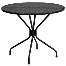 Flash Furniture CO-7-BK-GG 35.25&quot; Round Black Indoor-Outdoor Steel Patio Table