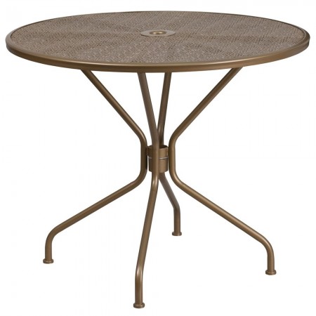 Flash Furniture CO-7-GD-GG 35.25" Round Gold Indoor-Outdoor Steel Patio Table