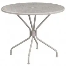Flash Furniture CO-7-SIL-GG 35.25&quot; Round Silver Indoor-Outdoor Steel Patio Table