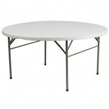 Flash Furniture DAD-154Z-GG Round Bi-Fold Granite White Plastic Folding Table 60&quot;