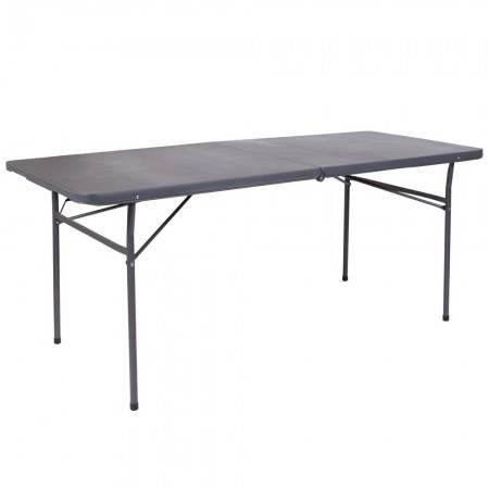 Flash Furniture DAD-LF-183Z-DG-GG Dark Gray Plastic Folding Table with Carrying Handle 30''W x 72''L
