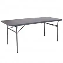 Flash Furniture DAD-LF-183Z-DG-GG Dark Gray Plastic Folding Table with Carrying Handle 30W x 72L