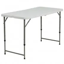 Flash Furniture DAD-YCZ-122Z-2-GG Height Adjustable Granite White Plastic Folding Table, 24''W x 48''L