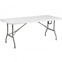 Flash Furniture DAD-YCZ-183Z-GG 30&quot;W x 72&quot;L Granite White Plastic Folding Table with Carrying Handle