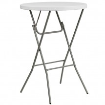 Flash Furniture DAD-YCZ-80R-2-BAR-GW-GG Round Granite White Plastic Bar Height Folding Table, 32"