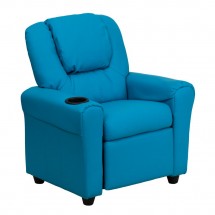 Flash Furniture DG-ULT-KID-TURQ-GG Contemporary Turquoise Vinyl Kids Recliner with Cup Holder and Headrest