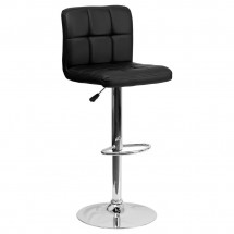 Flash Furniture DS-810-MOD-BK-GG Contemporary Black Quilted Vinyl Adjustable Height Bar Stool