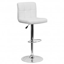 Flash Furniture DS-810-MOD-WH-GG Contemporary White Quilted Vinyl Adjustable Height Bar Stool
