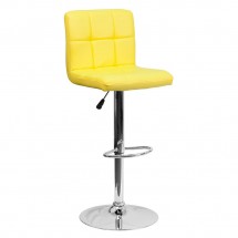 Flash Furniture DS-810-MOD-YEL-GG Contemporary Yellow Quilted Vinyl Adjustable Height Bar Stool