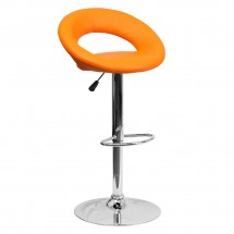 Flash Furniture DS-811-ORG-GG Contemporary Orange Vinyl Rounded Back Adjustable Height Bar Stool