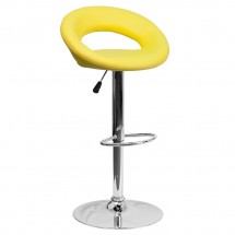 Flash Furniture DS-811-YEL-GG Contemporary Yellow Vinyl Rounded Back Adjustable Height Bar Stool