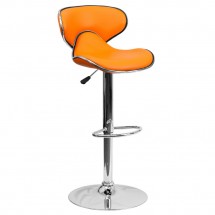 Flash Furniture DS-815-ORG-GG Contemporary Cozy Mid-Back Orange Vinyl Adjustable Height Bar Stool