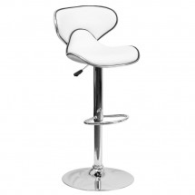 Flash Furniture DS-815-WH-GG Contemporary Cozy Mid-Back White Vinyl Adjustable Height Bar Stool