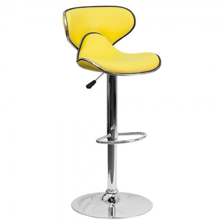 Flash Furniture DS-815-YEL-GG Contemporary Cozy Mid-Back Yellow Vinyl Adjustable Height Bar Stool