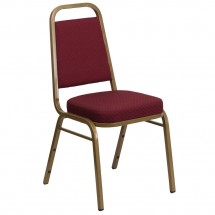 Flash Furniture FD-BHF-1-ALLGOLD-0847-BY-GG HERCULES Series Trapezoidal Back Stacking Burgundy Banquet Chair - Gold Frame