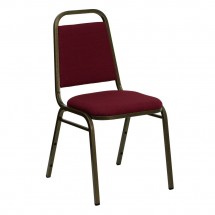Flash Furniture FD-BHF-2-BY-GG HERCULES Series Trapezoidal Back Stacking Burgundy Banquet Chair - Gold Vein Frame
