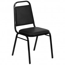 Flash Furniture FD-BHF-2-GG HERCULES Series Upholstered Stack Chair with Trapezoidal Back Black Frame and Black Seat