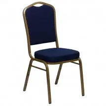 Flash Furniture FD-C01-ALLGOLD-2056-GG HERCULES Series Crown Back Navy Stacking Banquet Chair - Gold Frame