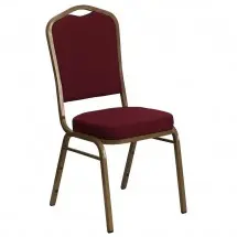 Flash Furniture FD-C01-ALLGOLD-3169-GG HERCULES Series Crown Back Stacking Burgundy Banquet Chair - Gold Frame