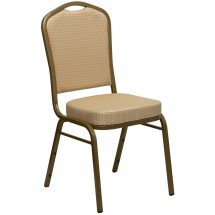 Flash Furniture FD-C01-ALLGOLD-H20124E-GG HERCULES Series Crown Back Beige Stacking Banquet Chair - Gold Frame