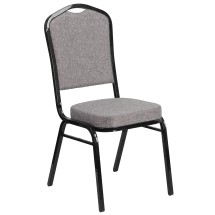 Flash Furniture FD-C01-B-5-GG Hercules Series Crown Back Gray Fabric Stacking Banquet Chair - Black Frame