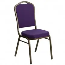 Flash Furniture FD-C01-PUR-GV-GG HERCULES Series Crown Back Purple Stacking Banquet Chair - Gold Vein Frame