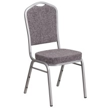 Flash Furniture FD-C01-S-12-GG Hercules Series Crown Back Herringbone Fabric Stacking Banquet Chair - Silver Frame