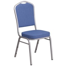 Flash Furniture FD-C01-S-7-GG Hercules Series Crown Back Blue Fabric Stacking Banquet Chair - Silver Frame