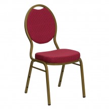Flash Furniture FD-C04-ALLGOLD-2804-GG HERCULES Series Teardrop Back Stacking Burgundy Patterned Banquet Chair - Gold Frame