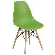 Flash Furniture FH-130-DPP-GN-GG Green Plastic Chair with Wooden Legs