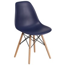 Flash Furniture FH-130-DPP-NY-GG Navy Plastic Chair with Wooden Legs