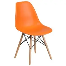 Flash Furniture FH-130-DPP-OR-GG Orange Plastic Chair with Wooden Legs